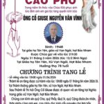 Cáo phó: Ông cố Giuse Nguyễn Văn Vĩnh (Thân phụ của linh mục Phêrô Nguyễn Văn Hà, quản xứ Đồng Kén)