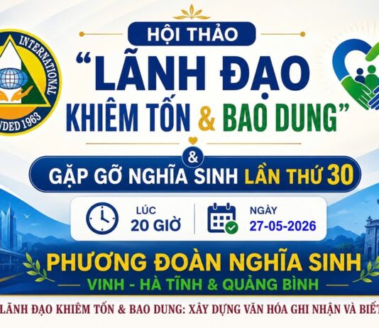 Thư mời dự hội thảo “Lãnh đạo khiêm tốn & Bao dung” và buổi gặp gỡ Nghĩa Sinh lần thứ 30