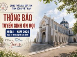 Dòng Thừa sai Đức tin – Tỉnh Dòng Việt Nam: Thông báo tuyển sinh năm 2026