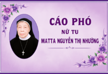 Cáo phó: Nữ tu Matta Nguyễn Thị Nhường (Hội dòng Mến Thánh Giá Vinh)