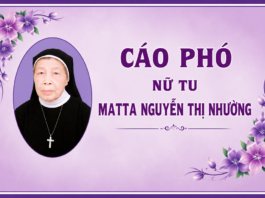 Cáo phó: Nữ tu Matta Nguyễn Thị Nhường (Hội dòng Mến Thánh Giá Vinh)