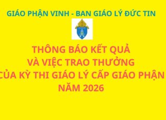 Ban Giáo lý Đức tin – GP. Vinh: Thông báo kết quả và việc trao thưởng của kỳ thi giáo lý cấp giáo phận năm 2026