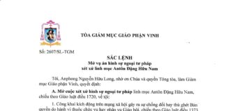 Tòa Giám mục GP. Vinh: Sắc lệnh mở vụ án hình sự ngoại tư pháp xét xử linh mục Antôn Đặng Hữu Nam